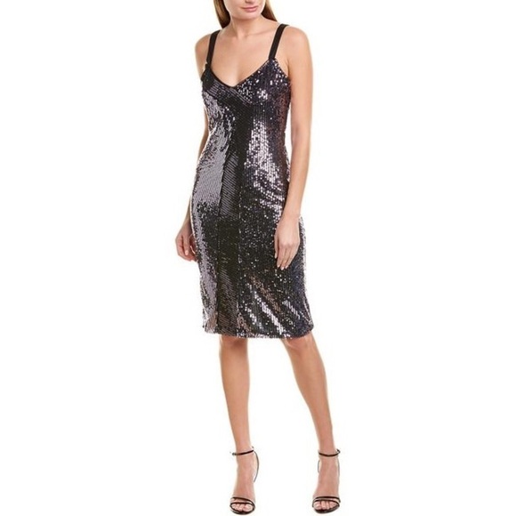 Parker Beau Sequin Combo Cocktail Sheath Dress Size 0 Evening Formal - Picture 2 of 10